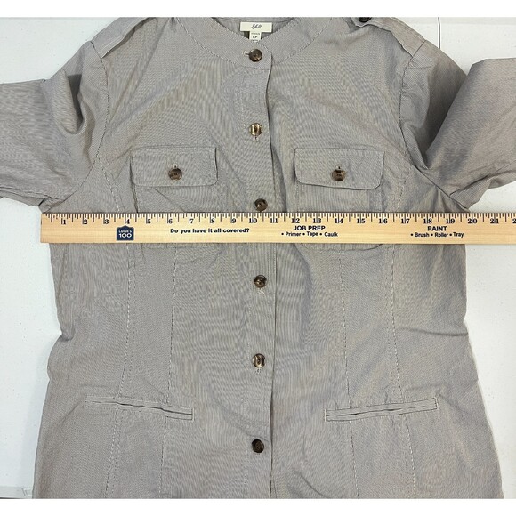 J Jill Women's Brown White Stripe Button Up Lightweight Jacket Size L Petite - Picture 7 of 10